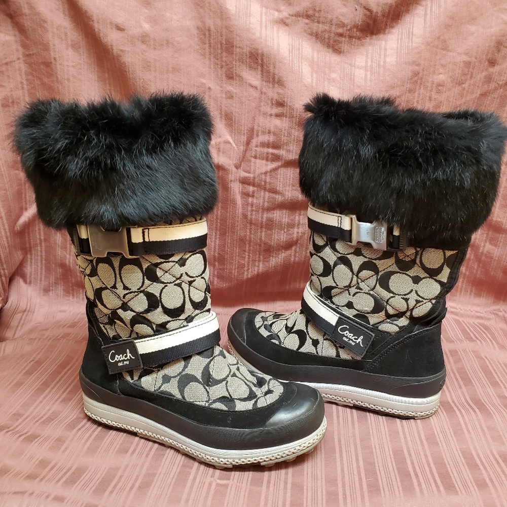 Women's Vintage Black Coach Mariette Snow Winter Boots Size 6.5
